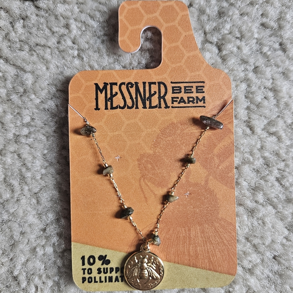 Messner Bee Farm Gold Necklace with Bead Accents